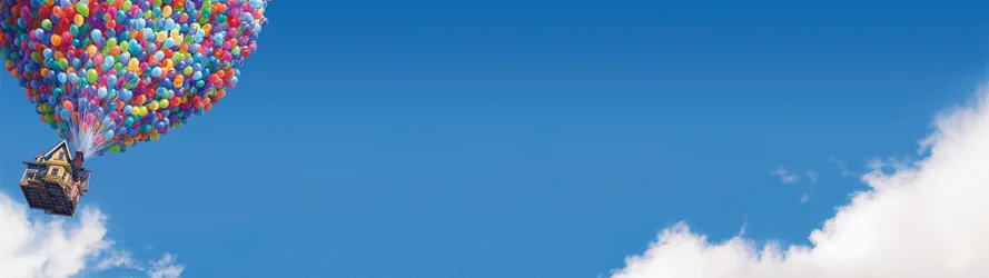 Up Flying House with Colorful Balloons in Blue Sky - free movies & tv wallpaper 3840×1080