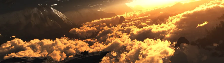 Golden Clouds Above the Mountains - free landscapes wallpaper 3840×1080