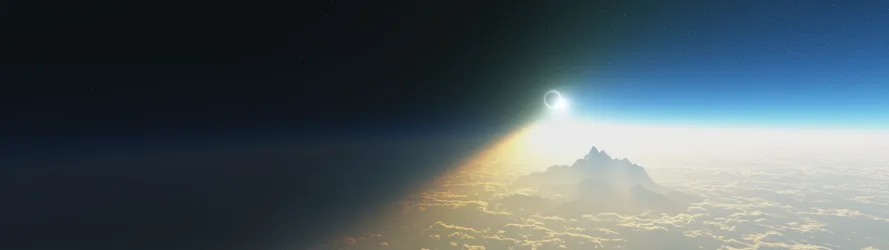 Mountain Peak Above the Clouds at Moonrise - free landscapes wallpaper 3840×1080