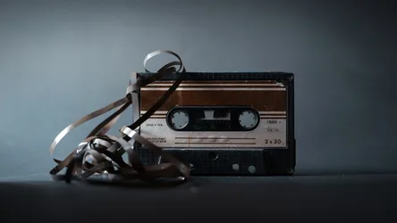 Vintage Cassette Tape With Spilled Magnetic Tape - free photography wallpaper 2000×1125
