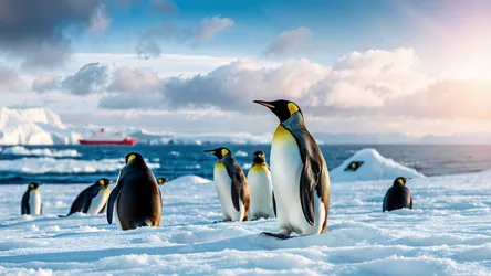 Emperor Penguins On Icy Antarctic Landscape - free animals wallpaper 3840×2160