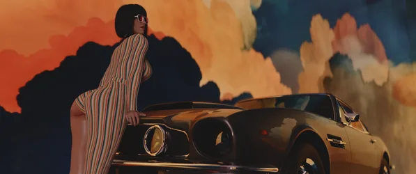 Cyberpunk 2077 Neon Dreams with Vintage Car - free wallpaper 6880×2880