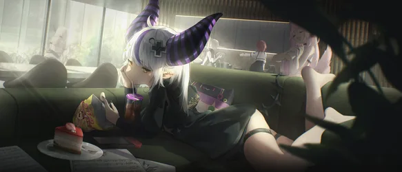 Hololive Girls Relaxing on a Couch - free wallpaper 4341×1860