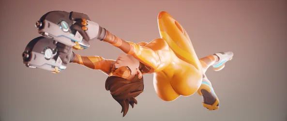 Tracer of Overwatch in Action - free gaming wallpaper 3840×1620