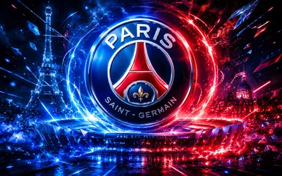 Paris Saint-Germain Neon Logo with Parisian Landmarks - free sports wallpaper 3840×2400