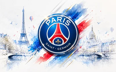 Paris Saint-Germain Football Club Logo Watercolor Art - free wallpaper 3840×2400