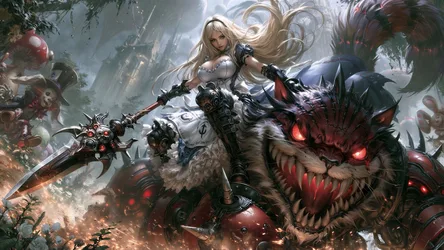 Warrior Woman Riding Mechanical Beast in Fantasy Realm - free people & portraits wallpaper 3840×2160