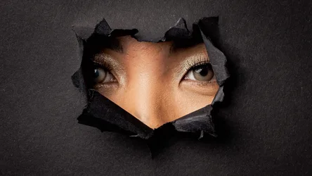 Eyes Peering Through Torn Black Paper - free photography wallpaper 7680×4320