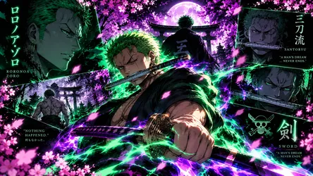 Anime Swordsman With Green Hair and Glowing Katana - free cartoons & comics wallpaper 7680×4322