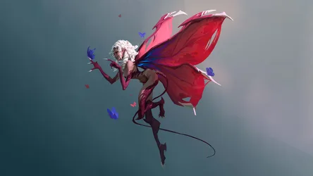 Red-Winged Fairy With Butterflies - free fantasy wallpaper 3840×2160