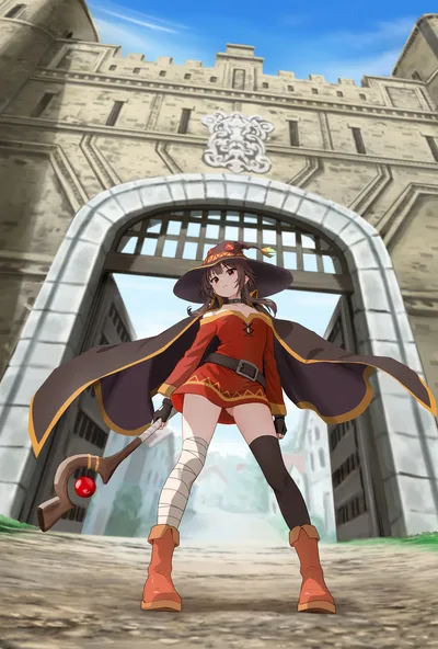 Megumin The Arch Wizard At The Castle Gates - free wallpaper 3065×4538