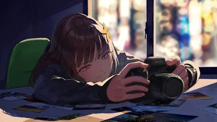Anime Girl With Camera By Window - free anime wallpaper 2000×1130