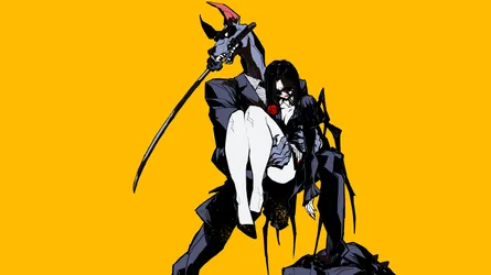 Demon Swordsman with Katana and Rose - free wallpaper 3110×1749