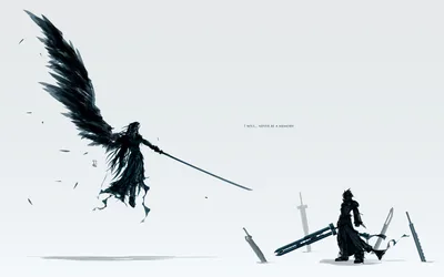 Final Fantasy Sephiroth vs Cloud - Winged Figure Above Kneeling Warrior - free wallpaper 1920×1200