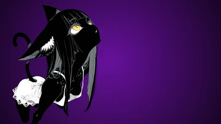 Black Cat Girl in Purple - free wallpaper 1920×1080