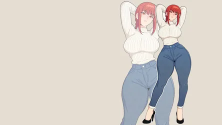 Makima from Chainsaw Man in White Sweater and Jeans - free anime wallpaper 3840×2160