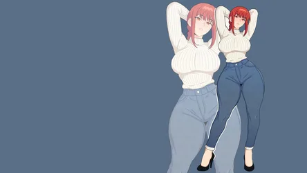 Makima from Chainsaw Man in White Sweater and Jeans - free anime wallpaper 3840×2160