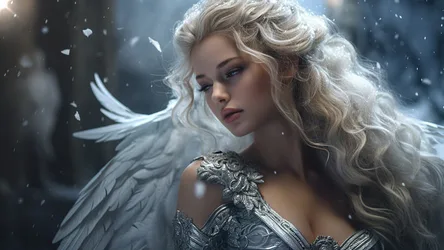Winter Angel: Digital Portrait of Ethereal Woman in Snow - free wallpaper 1920×1080