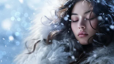 Girl in Snow Winter II Art Neural Network Portrait - free wallpaper 7680×4320