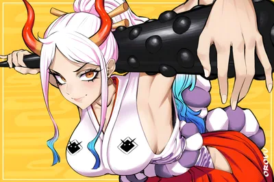 Yamato from One Piece Smiling with Horns - free wallpaper 5104×3400