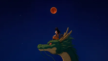 Goku and Shenron Under the Red Moon - free anime wallpaper 3840×2160