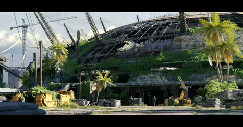 Abandoned Industrial Harbor Reclaimed by Nature - free wallpaper 3840×2013