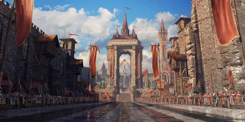 Medieval Fantasy Kingdom Grand Procession - free wallpaper 3840×1920