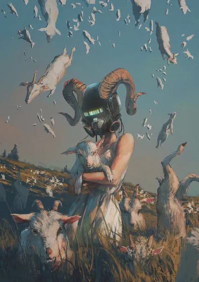 Goatherd Among the Clouds - free wallpaper 2480×3508