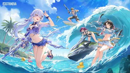Celestia and Friends Summer Beach Party in Strinova - free wallpaper 2048×1152