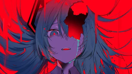 Hatsune Miku Crying Against Red Background - free anime wallpaper 1920×1080