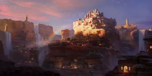 Desert Kingdom at Sunset - free fantasy wallpaper 2500×1250