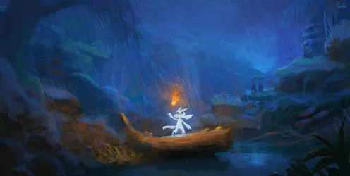 Ori and the Blind Forest Rain in the Forest - free gaming wallpaper 4000×2014