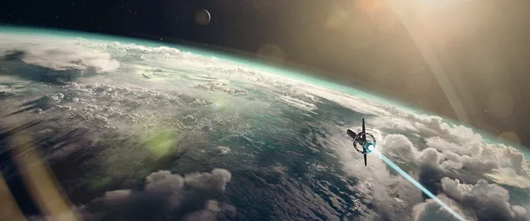 Lloyd Drake-Brockman Departing Planet in Spaceship - free wallpaper 3840×1607