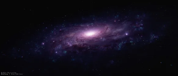 Glowing Galaxy in Deep Space - free space wallpaper 3840×1646