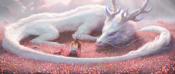 Enchanted Meeting in the Flower Field - free wallpaper 4000×1687