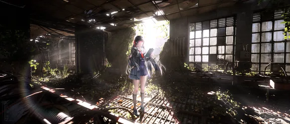 Chisa in an Abandoned School at Wuthering Waves - free anime wallpaper 5040×2160