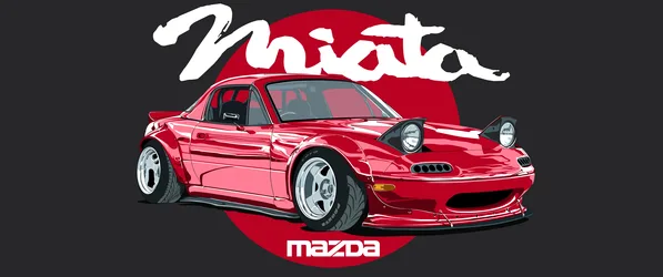 Mazda MX-5 Red Sports Car Digital Art - free cars & vehicles wallpaper 3440×1440