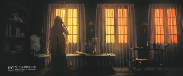 Yurichtofen Reading by Sunset Windows - free anime wallpaper 5000×2094