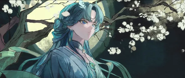 Qingxiao Among Plum Blossoms in Wuthering Waves - free anime wallpaper 2560×1082