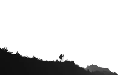 Cairn Mountain Hiker at Dawn - free landscapes wallpaper 1920×1080