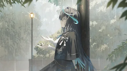 Rain in the Garden - free anime wallpaper 2048×1152