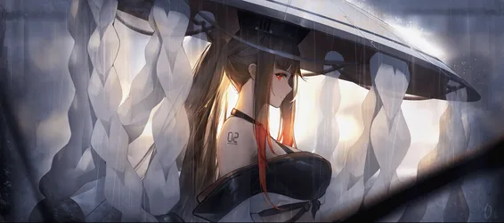 Phoenix in the Rain with Red Eyes - free anime wallpaper 7160×3164