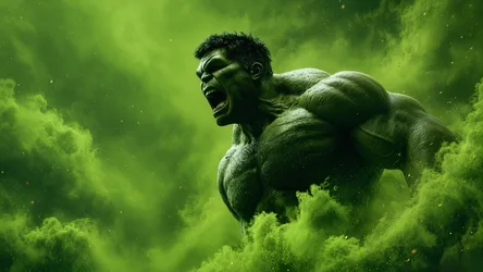 Hulk Power Superheroes Digital Art - Muscular Green Giant Roaring in Energy Clouds - free movies & tv wallpaper 3840×2160