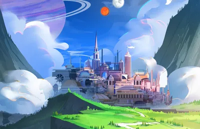 Futuristic Metropolis in a Mountain Valley - free fantasy wallpaper 2548×1652