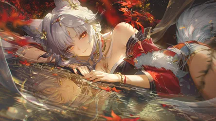 Hsin of Wuthering Waves in Red and Gold Elegance - free wallpaper 4096×2304