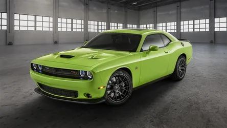 Dodge Challenger RT Scat Pack in Bright Green in Industrial Warehouse - free cars & vehicles wallpaper 3000×1688