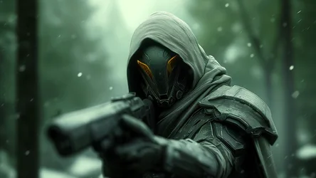 Fantasy Character in Hood, Cloak, Mask with Weapon and Gloves - free fantasy wallpaper 2560×1440