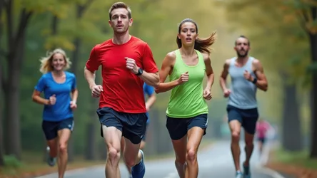 Marathon Fitness Group Running Through Tree-Lined Urban Path - free people & portraits wallpaper 7392×4157