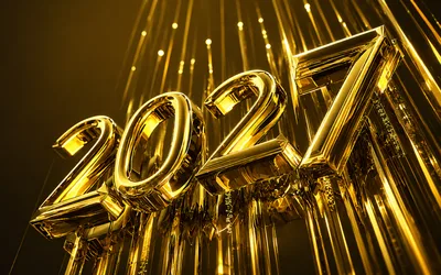 Crystalline 2027 Numbers with Gold Confetti Celebration - Free 4K Art ...
