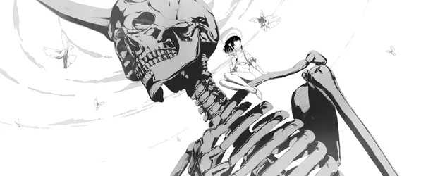 Skeleton Angel and Anime Girl in the Clouds - free anime wallpaper 3440×1440